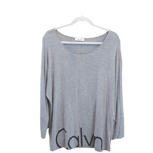Calvin klein women gray oversized tee longsleeve casual minimalist top size M-L